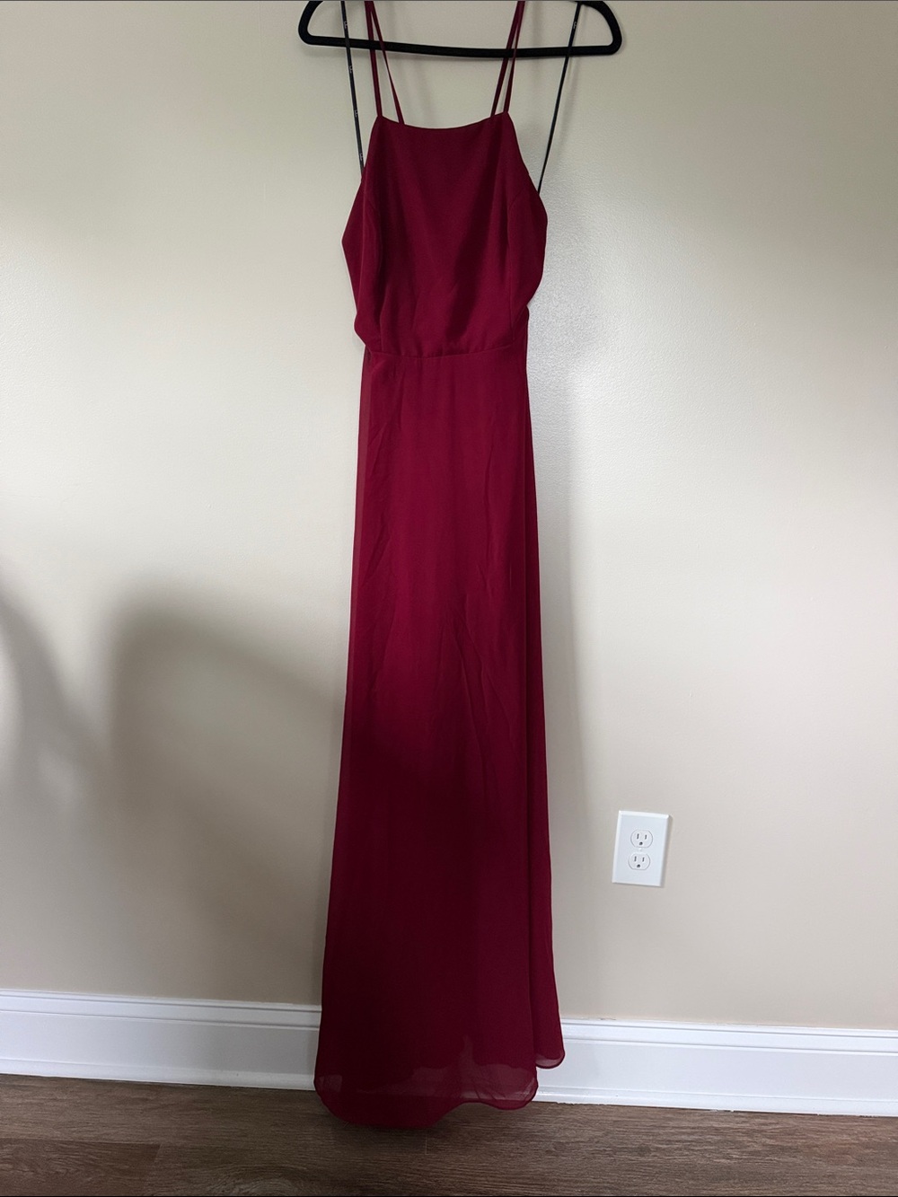 Lulu's Burgundy Spaghetti-Strap Maxi Dress